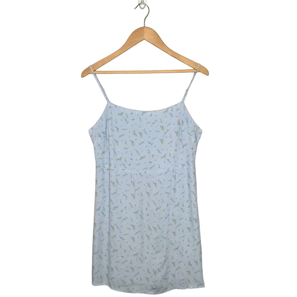 New Sophie Rue Floral Spaghetti Strap Smocked Lined Mini Dress Blue M - Picture 10 of 11